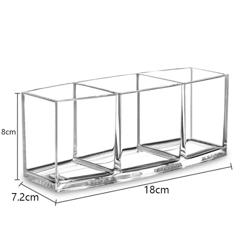Акриловая коробка для хранения органайзер макияжа держатель кистей 3 слота