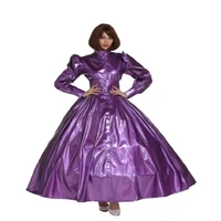 sissy french gothic punk purple pvc ball gown dress uniform crossdress cosplay costume