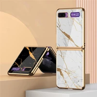 ultra thin tempered glass phone case fashion electroplated pc back cover protection for samsung galaxy z flip phone accessories