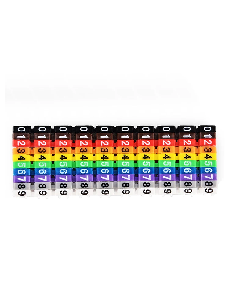 

100pcs Cable Marker 0-9 Coded C-Type Clip-on Number Tag Cable Cord Identification Label