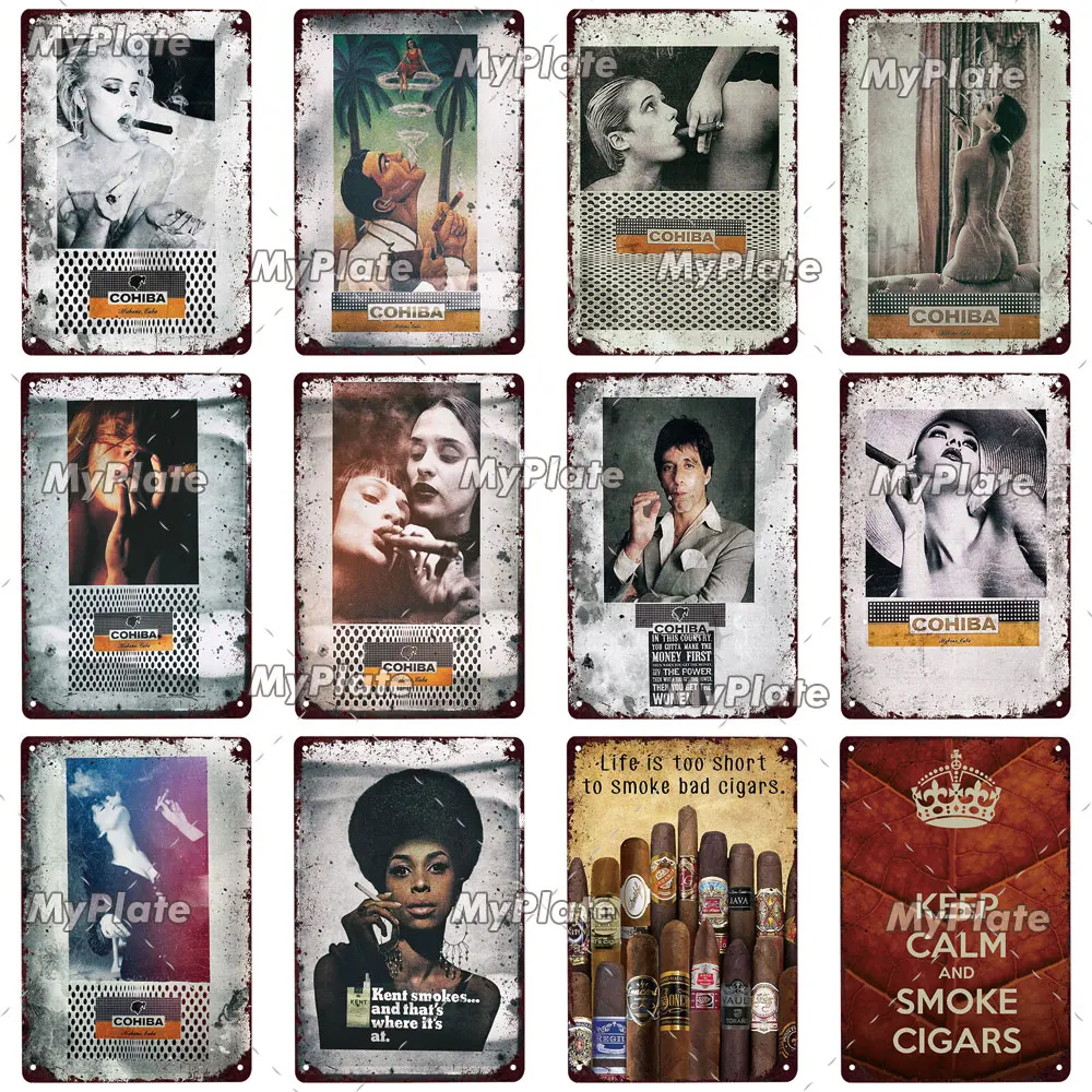 Металлический знак сигары винтажная Жестяная Табличка с надписью тарелка