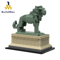 buildmoc city building blocks art institute lion statue animal modular construction model bricks street view toys for children