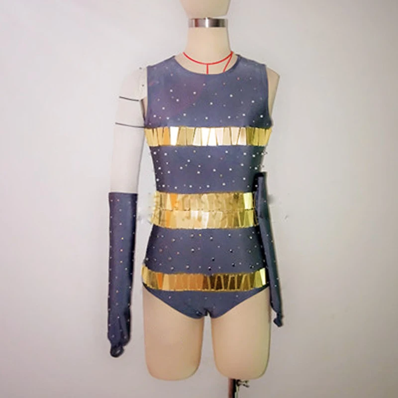 Женский зеркальный костюм для выступления на сцене боди без рукавов с зеркалом