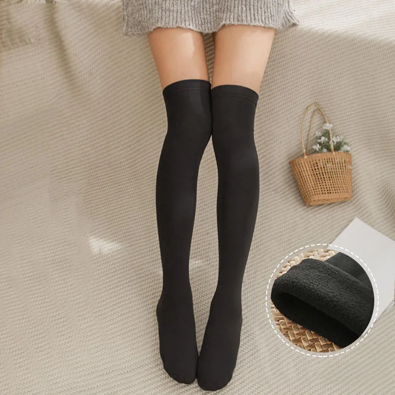 

Женские однотонные подходящие ко всему толстые теплые носки до середины икры с флисовой подкладкой гольфы в студенческом стиле носки для д...