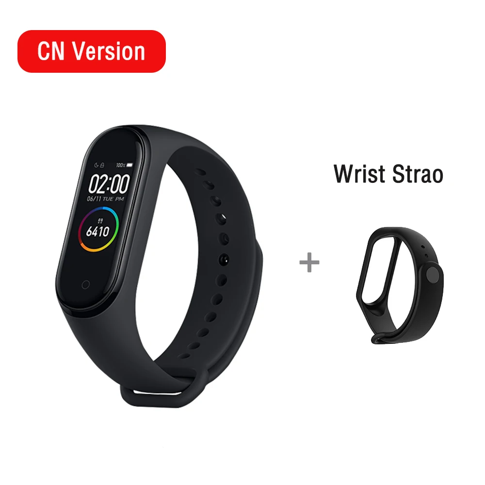 Xiaomi mi Band 4 Smart mi band 3 Цвета экран браслет пульсометр фитнес музыка Bluetooth 50 м водонепроницаемый бандаж 4 - Цвет: with wrist strao7