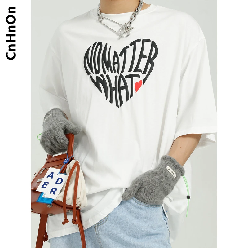 

Summer new product trend love letter printing short-sleeved T-shirt men's loose top M1-B-6165