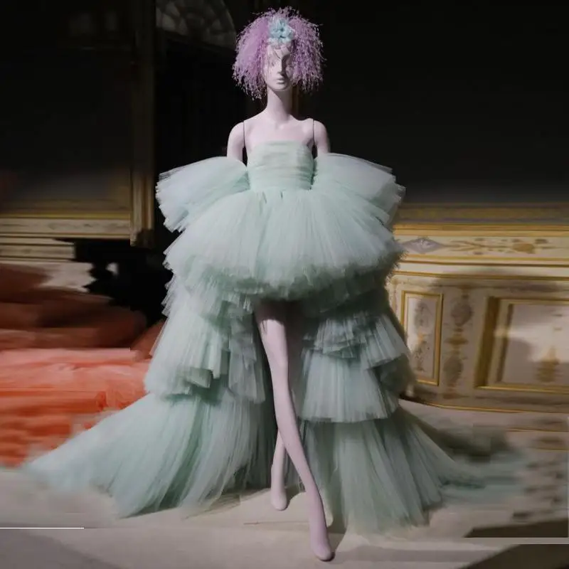 

Сексуальная Высокая Низкая Милая тюль платье для выпускного вечера Праздничное платье с рюшами вечерние платье вечерние платья для Для жен...