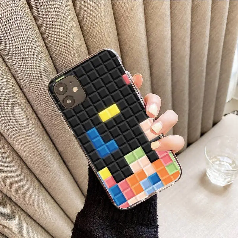 

Classic Games Tetris Phone Case For iphone 7 8 plus x xr xs 11 12 mini pro max transparent nax fundas cover