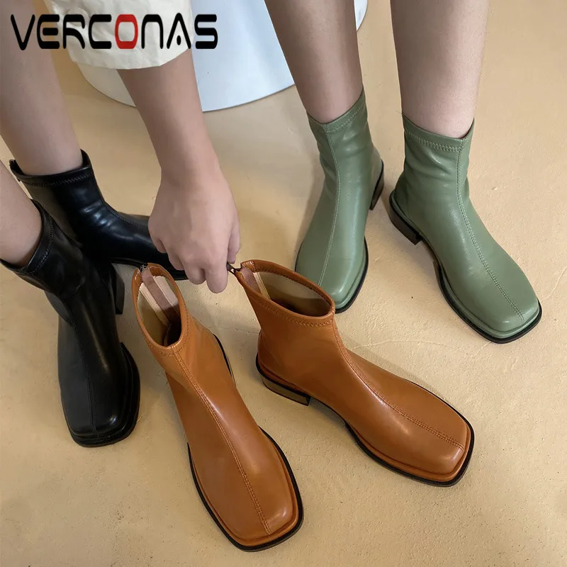 

VERCONAS New Retro Fashion Woman Ankle Boots Autumn Winter Warm Party Office Prom Basic Working Shoes Concise Design Shoes Woman