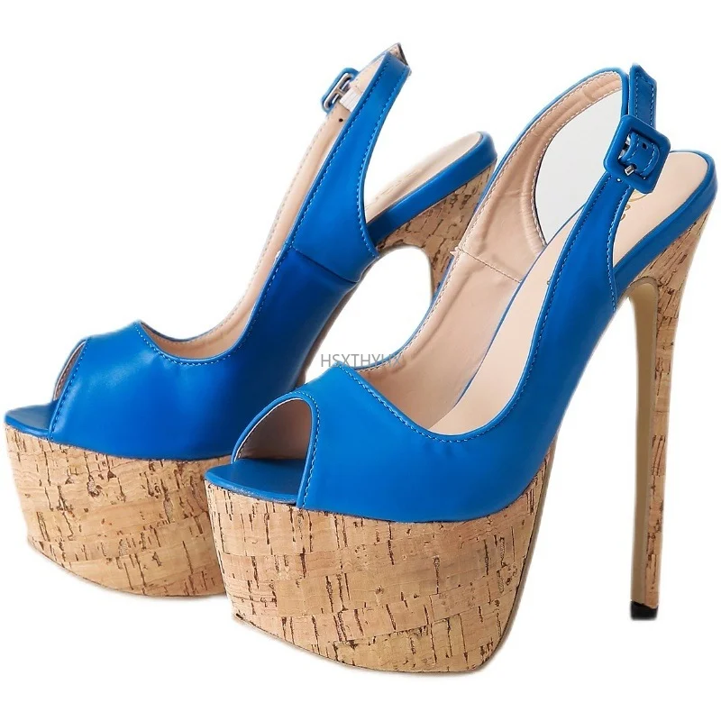 

2022 New Sexy Nightclub Platform High Heel Women's Pumps Shoes Round Toe Strap Single Buckle Strap Women Sandals shoes