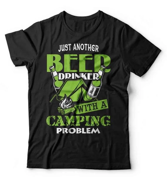 

Funny Camping T-shirt Beer Drinker with Camping Problem Cool Camping S