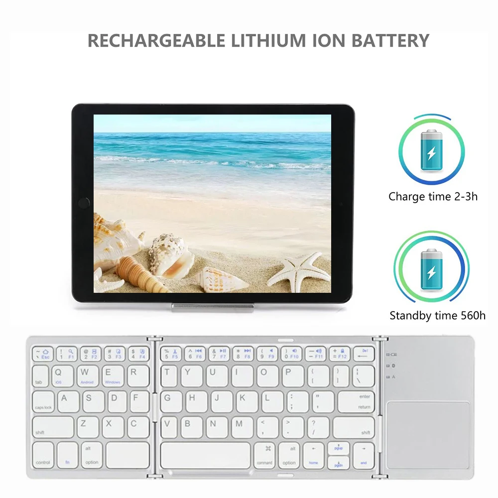 Складная беспроводная клавиатура BT карманный размер портативная мини с тачпадом