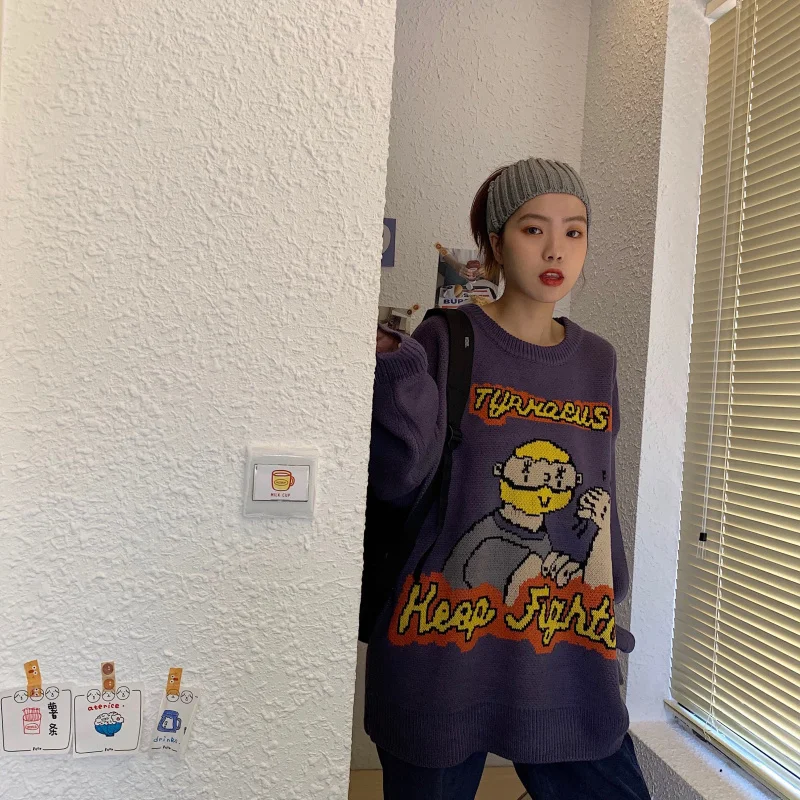 Свитер Свободная верхняя одежда в Корейском стиле бойфренд | Женская