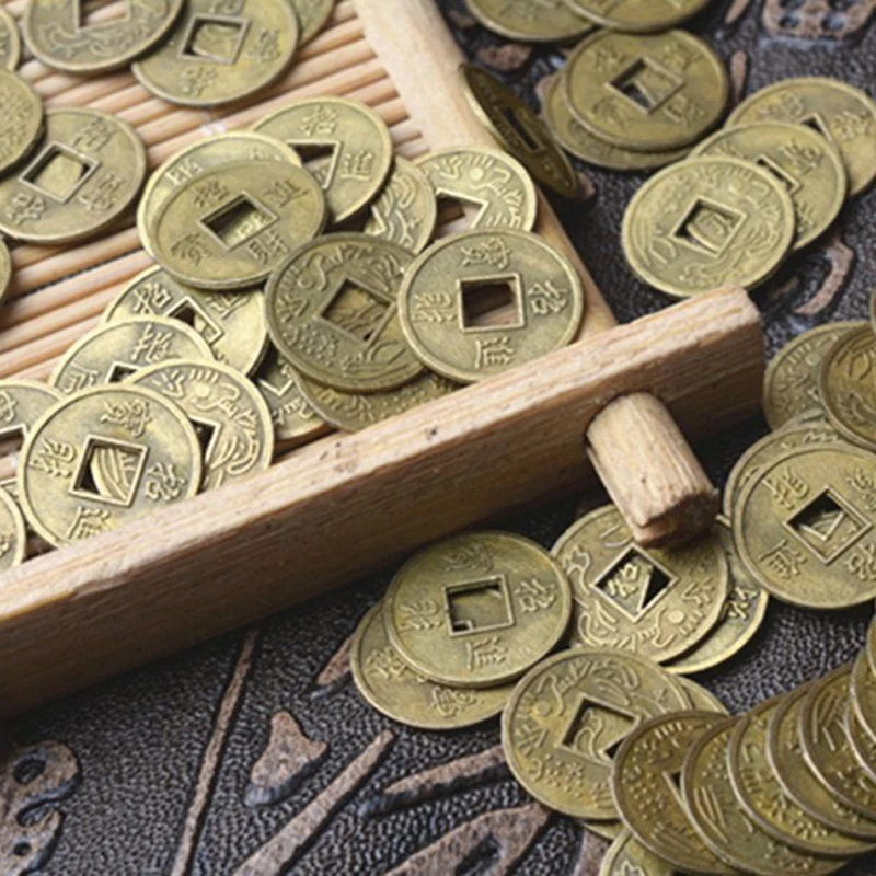 

100Pcs Chinese Feng Shui Lucky Ching/Ancient Coins SetEducational Ten Emperor Antique Fortune Money Coin Luck Fortune Wealth