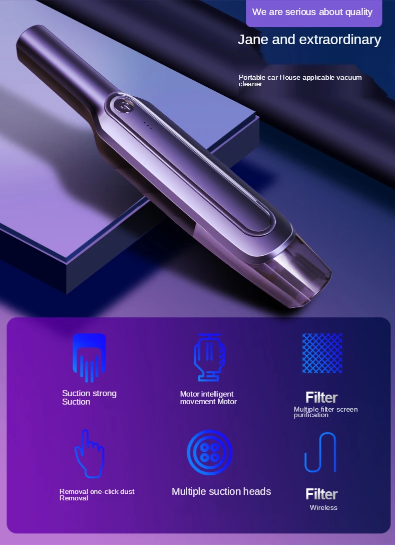 

Wireless Portable Car Vacuum Cleaner With Handheld Car Vacuum Cleaner Home Dual-Use 6000pa Strong Suction Mini Vacuum Cleaner
