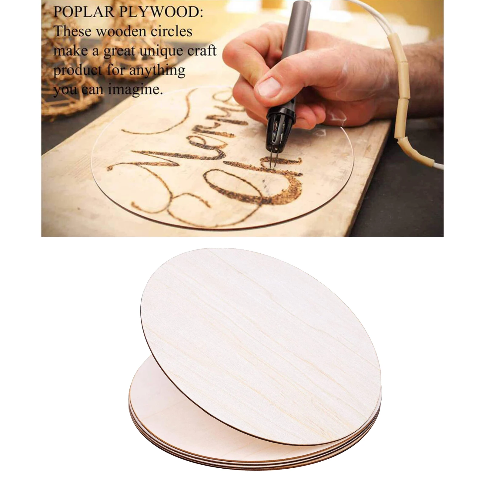 

5x Wooden Circles Wood Unfinished Pieces DIY Pyrography Art Crafts Painting