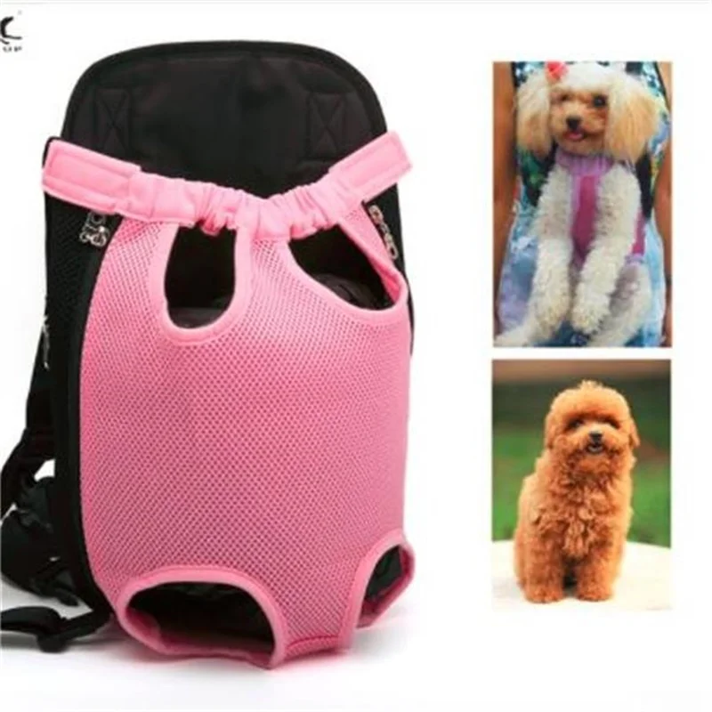 Розовый сетчатый Рюкзак-переноска для домашних животных регулируемый кошек и