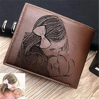 personalized wallet men high quality pu leather for him engraved wallets men short purse custom photo wallet luxury men gift box