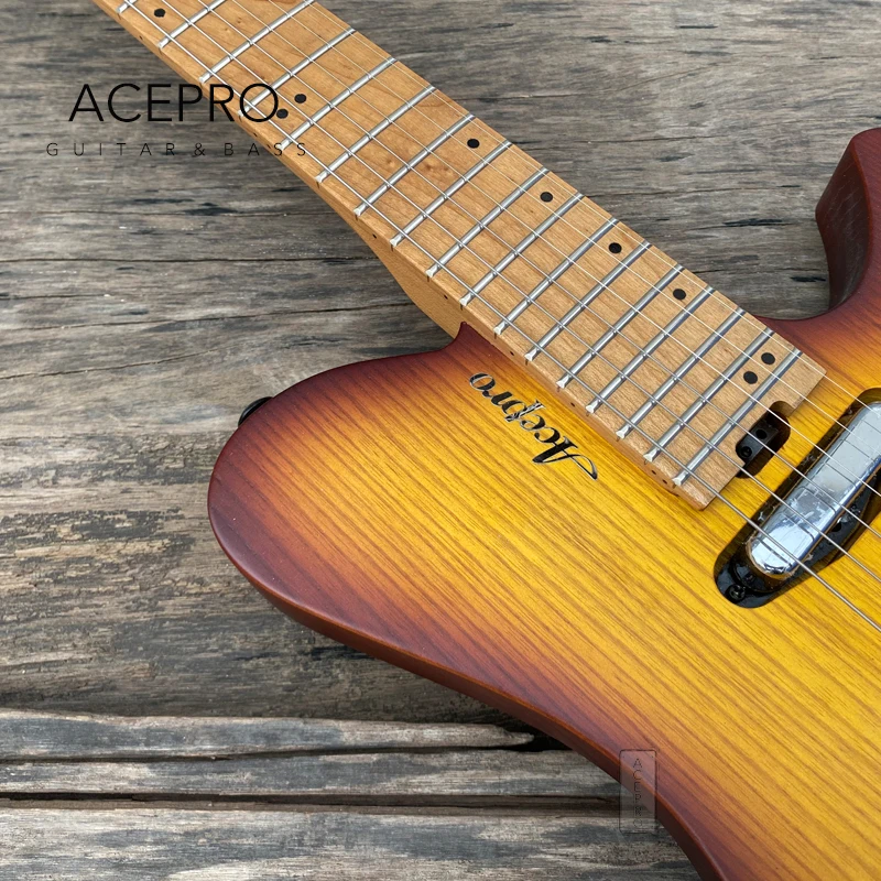 Электрическая гитара Acepro без головы атласная винтажная пепла Sunburst Обжарка тела
