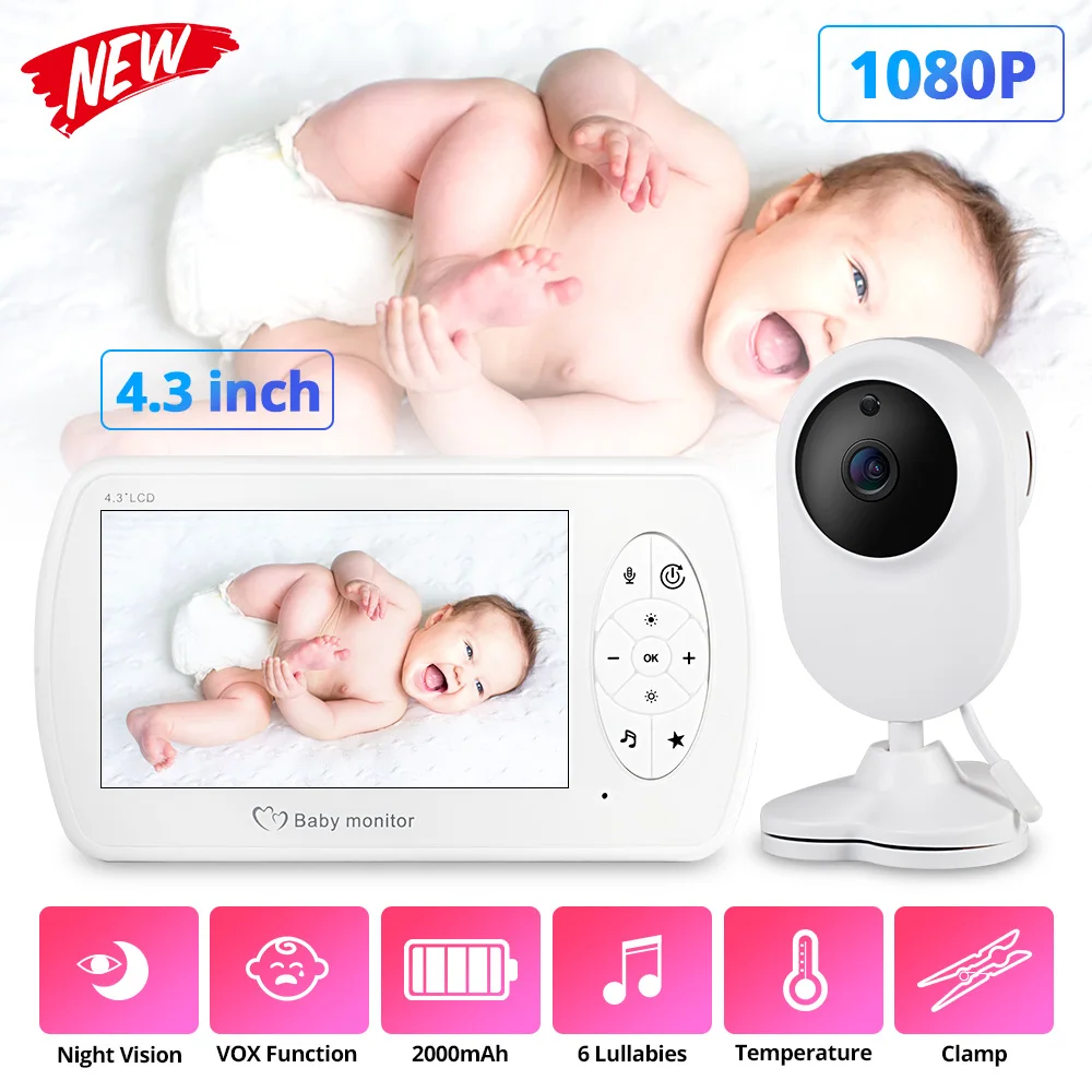 4 3 дюймов беспроводной цветной видеоняня с высоким разрешением 1080P детская няня