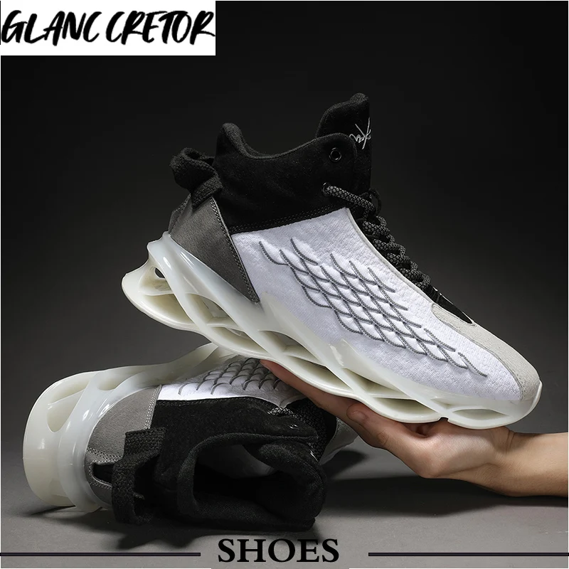 

Antiskid Damping Outsole Athletic Sport Shoes Training Run Zapatillas High Top Blade Running Shoes for Men Breathable Sneakers