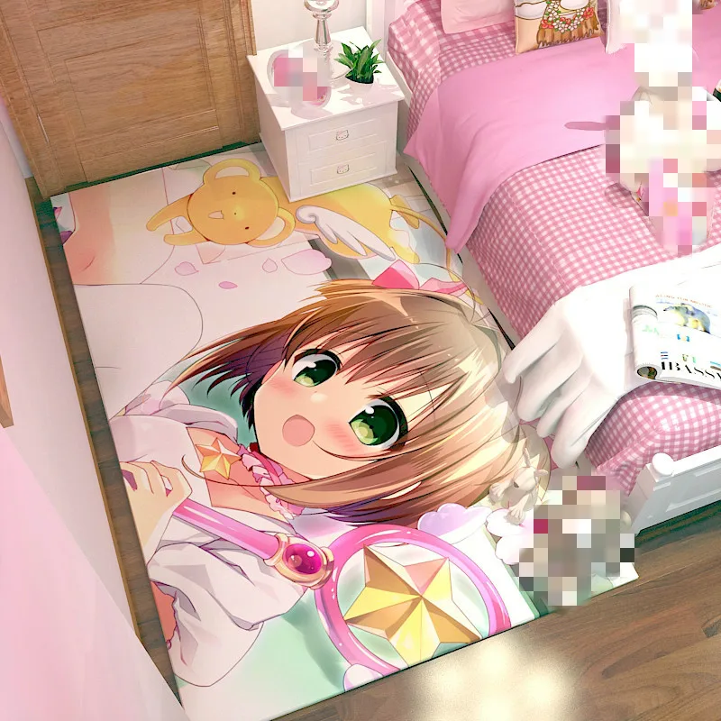 

Anime Cartoon Moon sakura carpet Lovely Printed door Rugs Bedroom Rug Anti-slip Floor Mats Creative Magic Pink Style Carpets