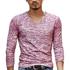 Осенняя мужская футболка с длинным рукавом Повседневная тонкая Базовая футболка мужская одежда летняя футболка с v-образным вырезом футболки размера плюс 3XL