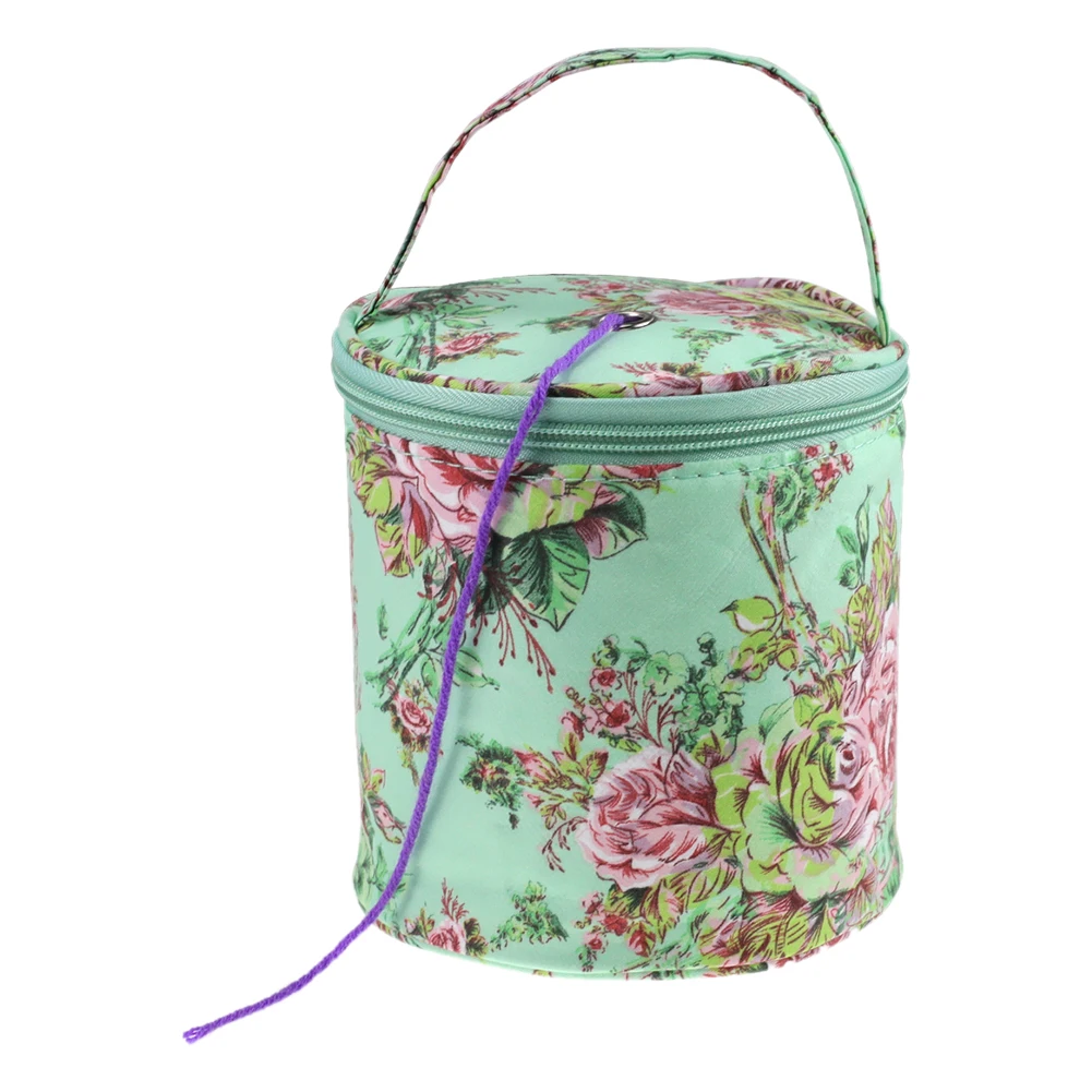Вязание крючком Tote печатная ткань цилиндр DIY ремесло пряжа хранения висячие