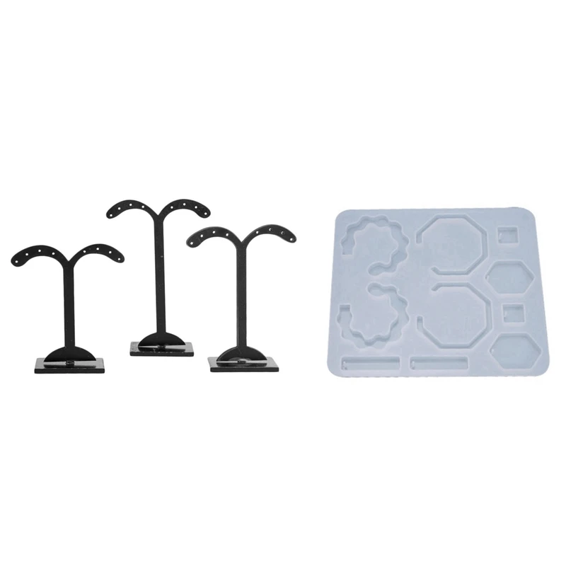 

1 Pcs DIY Earring Resin Mold, Earring Silicone Mold & 3 Pcs Acrylic Earring Stand Earring Display Stand