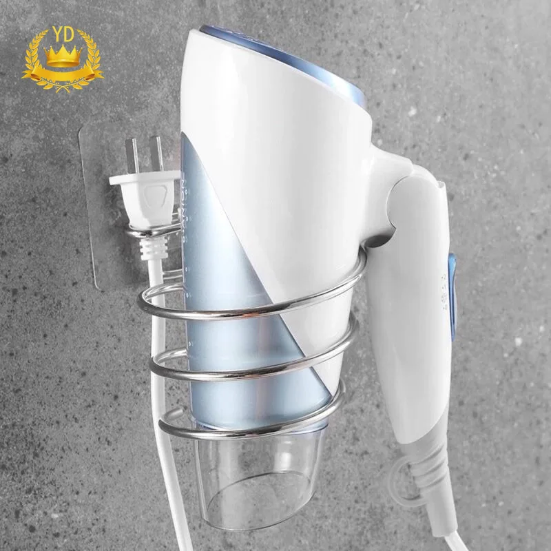 

Hair Dryer Holder Wall Mounted Stainless Steel Spiral Stand Blower Organizer Rack