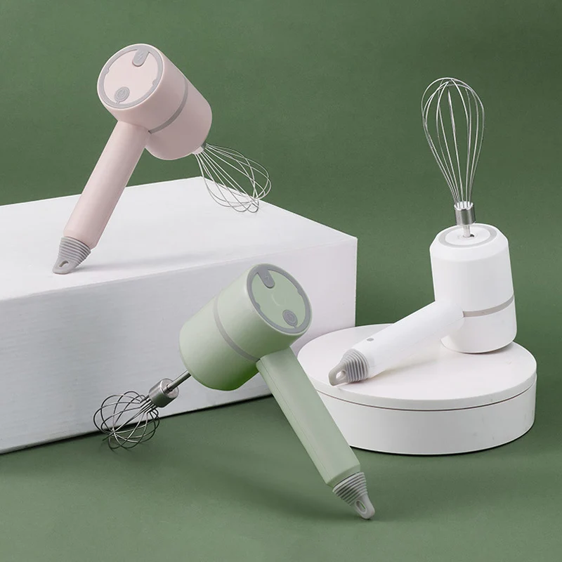 

Portable Home USB Rechargeable Wireless Electric Whisk Milk Frother Handheld Electric Food Mixer High Power Dough Blender