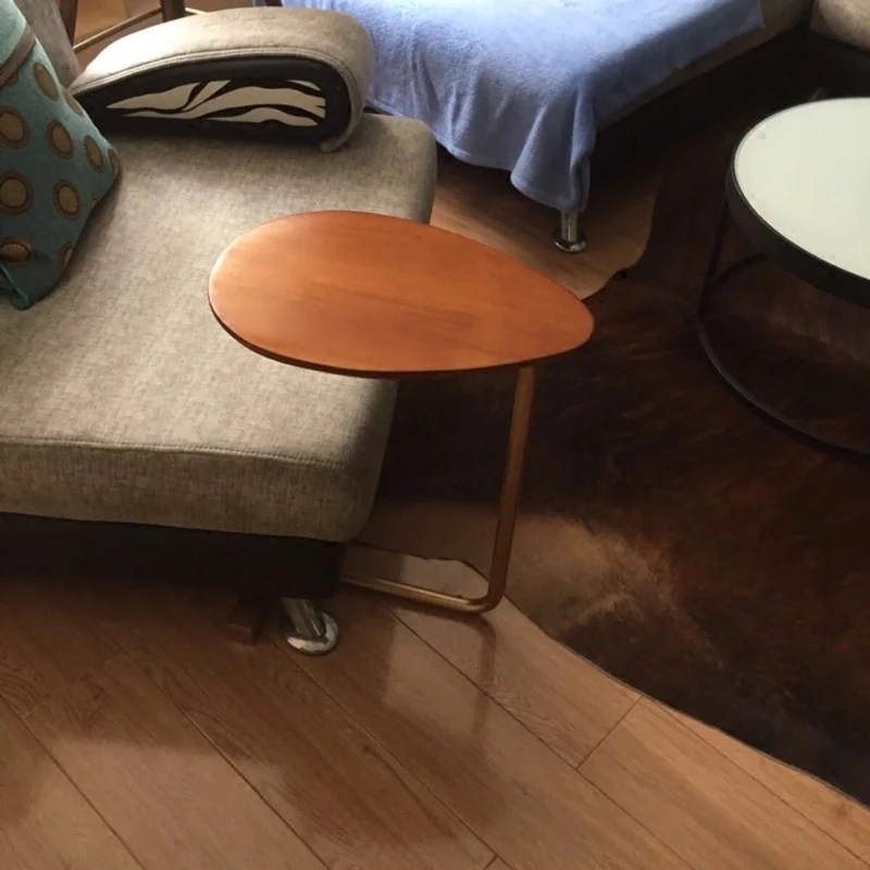 Креативный Овальный маленький прикроватный столик мобильный кованый деревянный