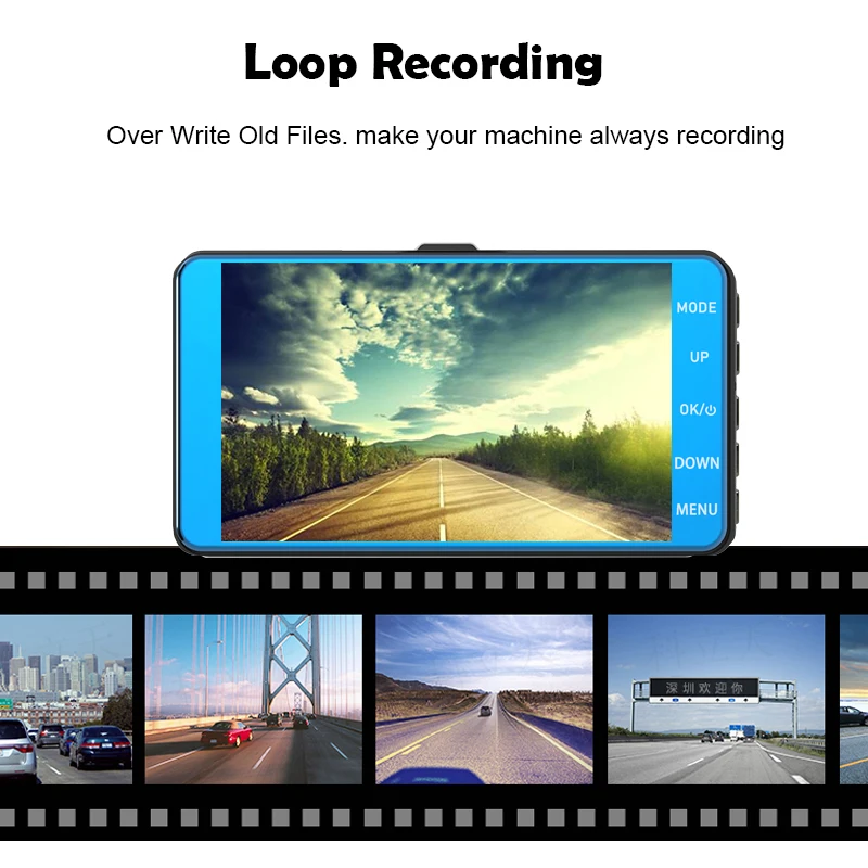 Автомобильный видеорегистратор 4 дюйма с двойным объективом камера Full HD 1080P