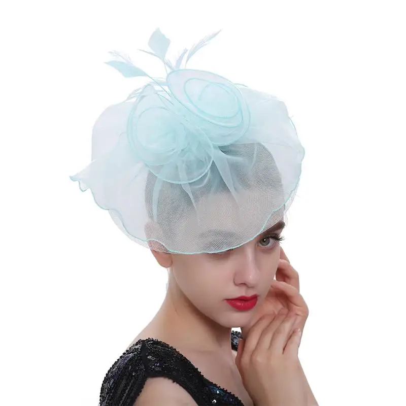 

1 Pc Elegant Hair Clip Hair Accessories Feather Headdress Organza Party Headwear
