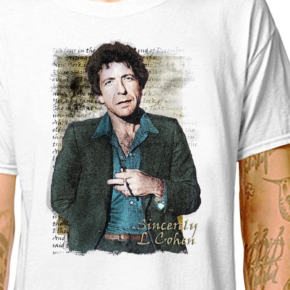 Футболка с изображением Леонарда Коэна знаменитый синий дождевик 100% хлопковые