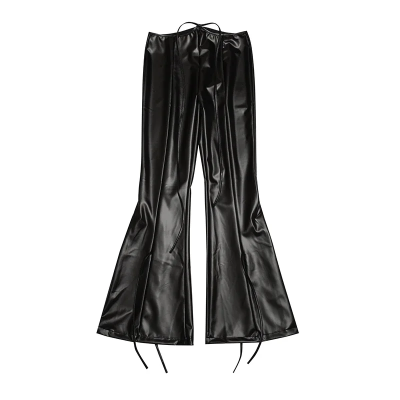 Модные осенне-зимние брюки-карандаш из искусственной кожи 2021, женские облегающие брюки с вырезами в стиле Y2K, Уличная Повседневная Женская о... от AliExpress RU&CIS NEW