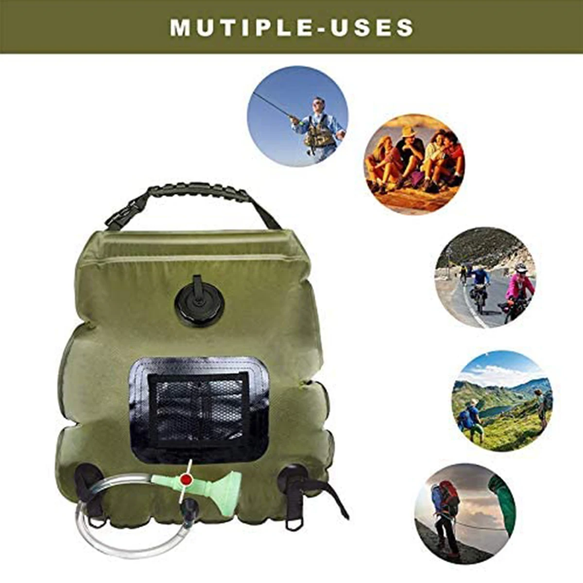 

Water Bags For Outdoor Solar Hiking Camping Shower Bag 20L Heating Camping Shower Hydration Bag Hose Switchable Shower Head
