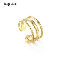 european and american ins metal wind three line ring female gold personalized open ring adjustable stainless steel index ring