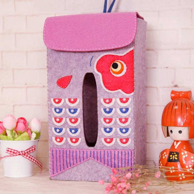 Тканевая коробка для салфеток чехол держатель ручной работы фетровая настенная