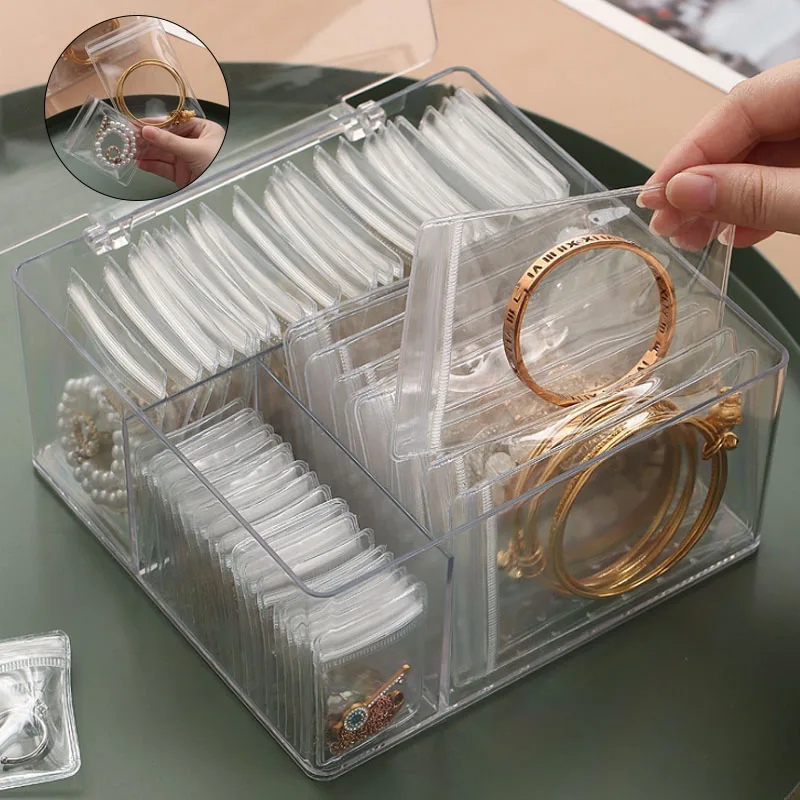 

Plastic Storage Jewelry Box Compartment Adjustable Container for Beads Earring Box for Jewelry Rectangle Box Case