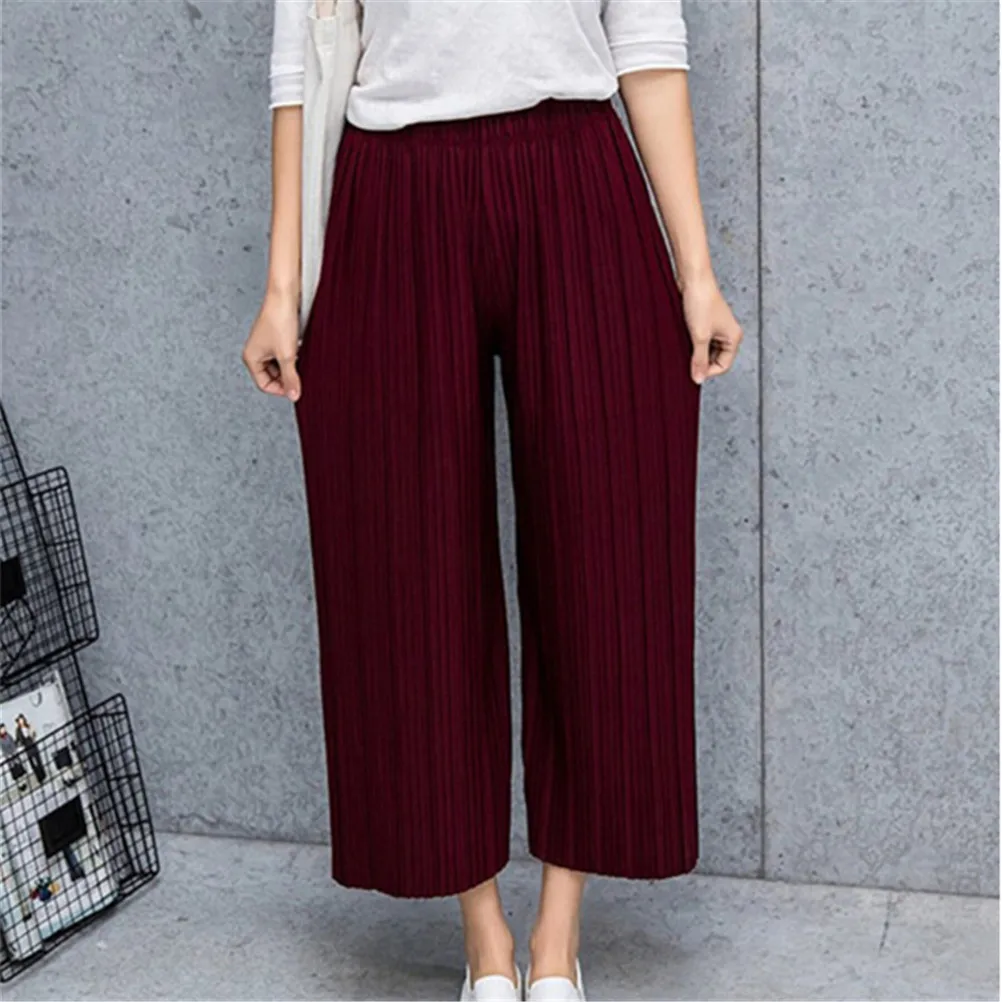 

Summer Female Wrinkle High Waist Loose Thin Section Wide Range Of Chiffon Legs Pants Fashion Sexy Korean Pants