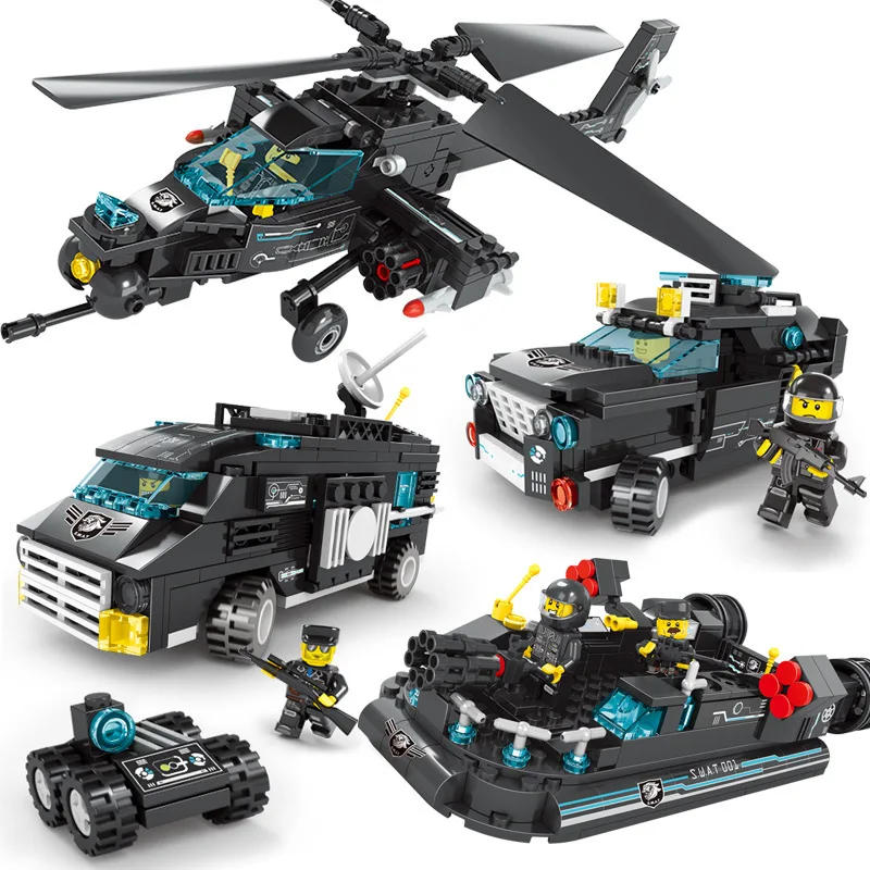 

823 шт. городской спецназ Полицейские серии Educatioanl строительные блоки игрушка "сделай сам" для детей, для мальчиков, 2630-3 быстроходный катер гр...