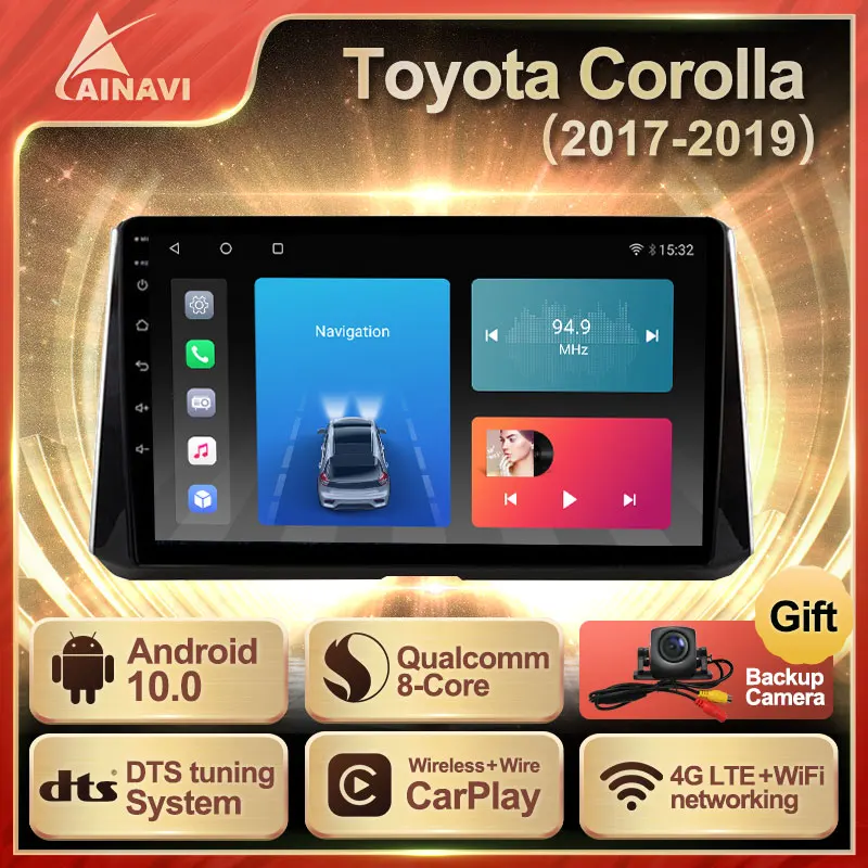 Автомобильный радиоприемник Android 10 0 QLED для Toyota Corolla 2017 2019 автомобильный стерео