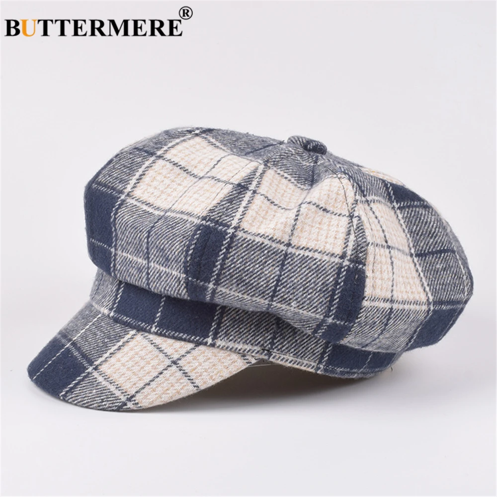 Женская шапка BUTTERMERE зимняя клетчатая кепка газетчика шерстяная британская ретро
