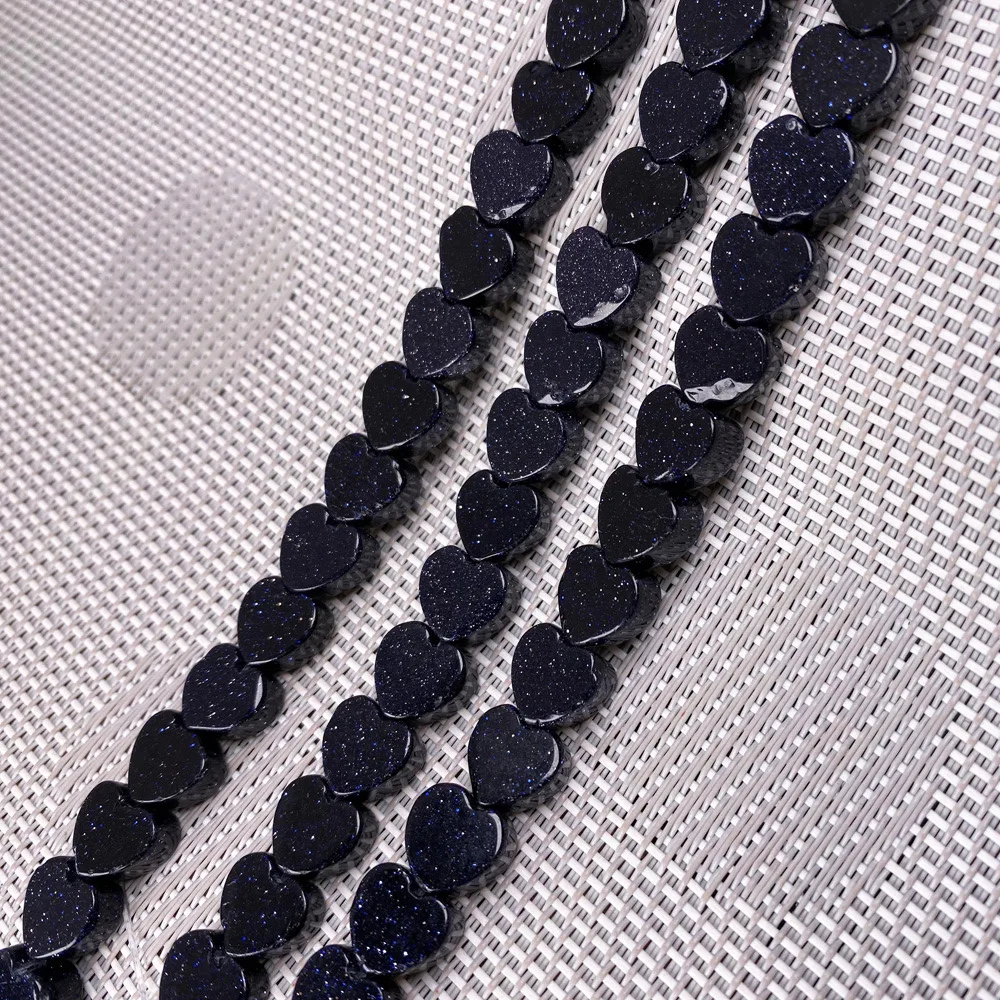 

1 Strand 40Pcs 10x5mm Blue Sand Stone Love Heart Loose Beads For DIY Jewelry Making Accessories 15.5Inch Boutique Gift