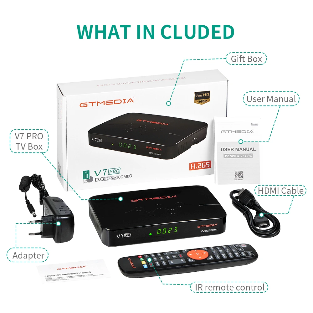Спутниковый ТВ-ресивер GTMEDIA V7 Pro DVB-S/S2/S2X + T/T2 декодер с поддержкой карт H.265