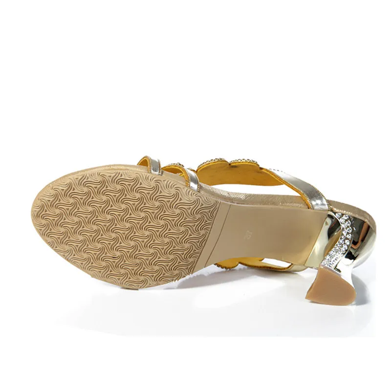 

Christia Bella Fashion Summer High Heels Sandals Thin Heels Open Toe Big Size Rhinestones Shoes Fashion Formal Dress Shoes