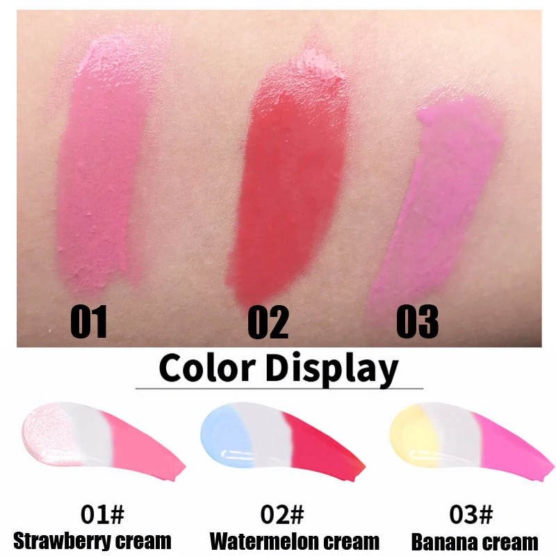 Новый триколор мороженое помада стойкий водонепроницаемый блеск для губ легкий