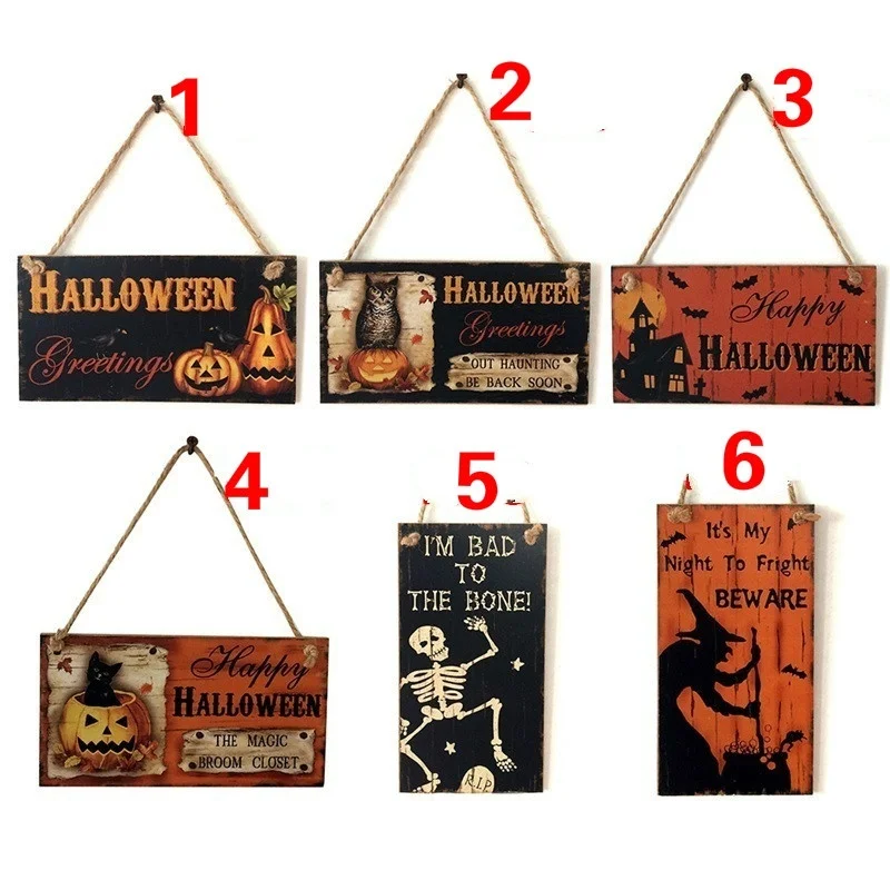 6 стилей Хэллоуин Висячие списки деревянные привидения фестиваль карнавал ночь