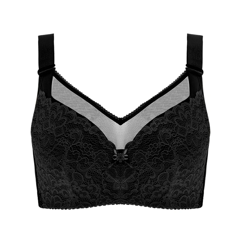 Women Wireless Bras Full Coverage Large Size Underwear Non Padded Lace Minimizer Bra Female Sexy Lingerie D E F G H I J Big Cup